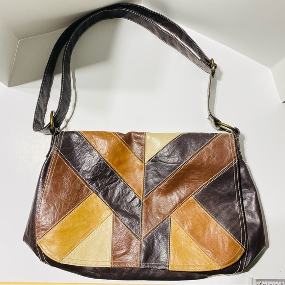Global Design Concepts Vintage Women’s Leather Patchwork Crossbody Purse♦️ - Picture 2 of 13